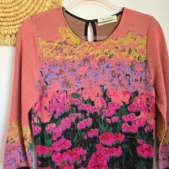 Anthropologie Aldomartins Lisse Floral 3/4 Sleeve Fit & Flare Dress SZ Medium - Picture 3 of 10